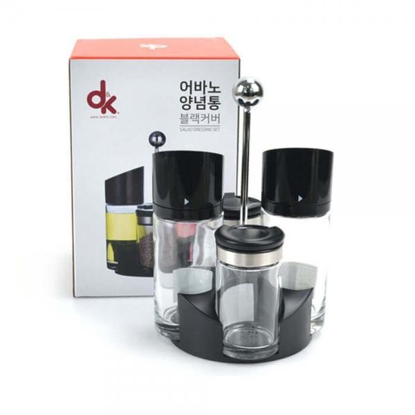 업소용 블랙 원형 유리 양념통 4P 세트