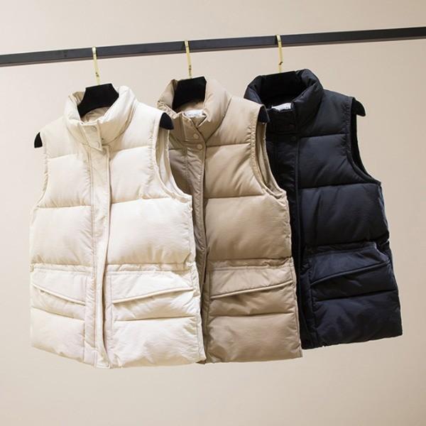 3컬러 허리 조절 스트링 여성 패딩조끼 보온조끼 방한조끼 여성조끼패딩 데일리조끼 따뜻한조끼