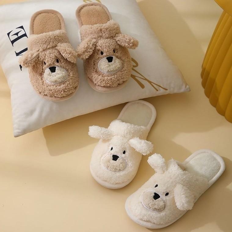 겨울 실내화 여성 털 슬리퍼 양털 곰돌이 뽀글이 퍼 방한 보온 따뜻한 부드러운 양모 융털