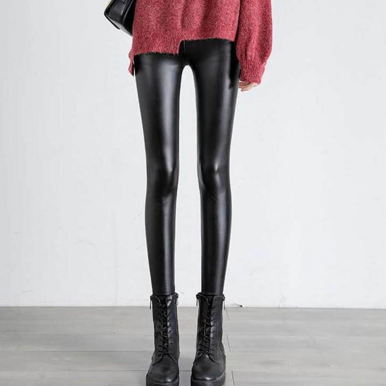 겨울 쫄바지 여자 레더 레깅스 가죽 블랙 융털 가득 쫀쫀한 스판 스타일리쉬