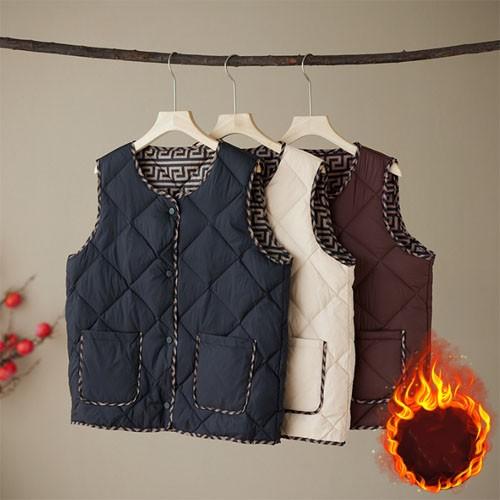 은창]인사이드 메이즈 패딩 조끼 여성 봄 가을 겨울 보온 사무실 실내 오버핏 베스트 상의 여자 단추 패딩