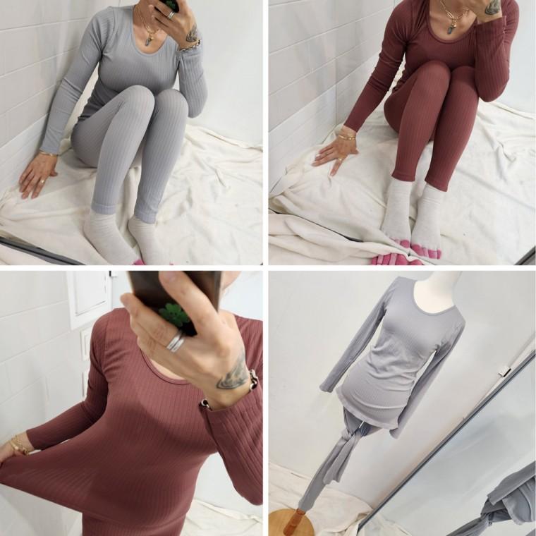 겨울 한파 따뜻한 스판 여성내복 세트