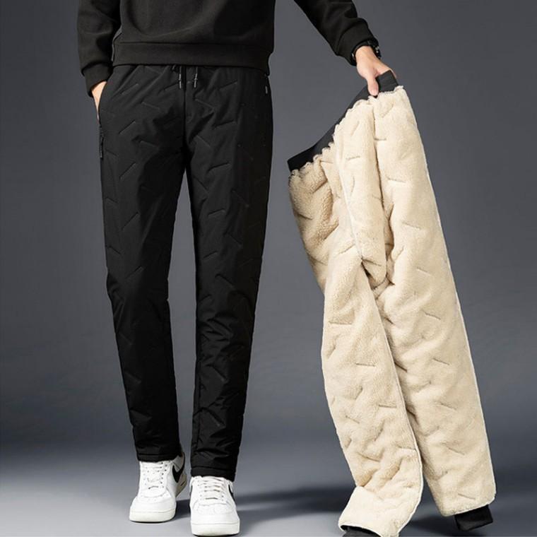 2컬러 캐주얼 남성 양털 방한팬츠