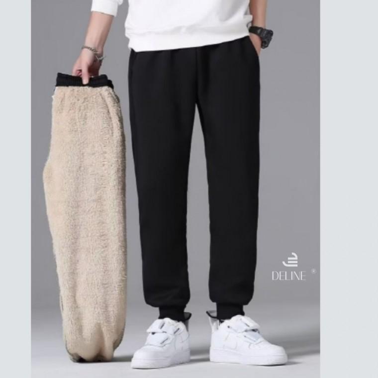 보온성 벨벳 양모 트레이닝 조거 팬츠 남성 여성 겨울조거 방한바지