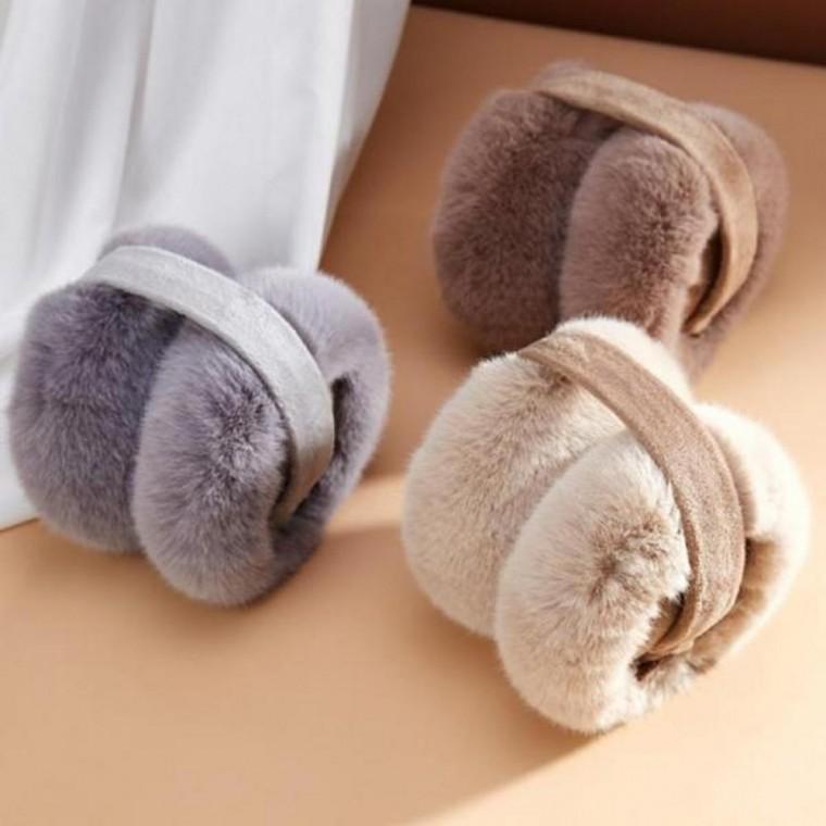 따뜻한 한파 겨울철 접이식 털 보온 귀도리 퍼 귀마개 보온귀마개