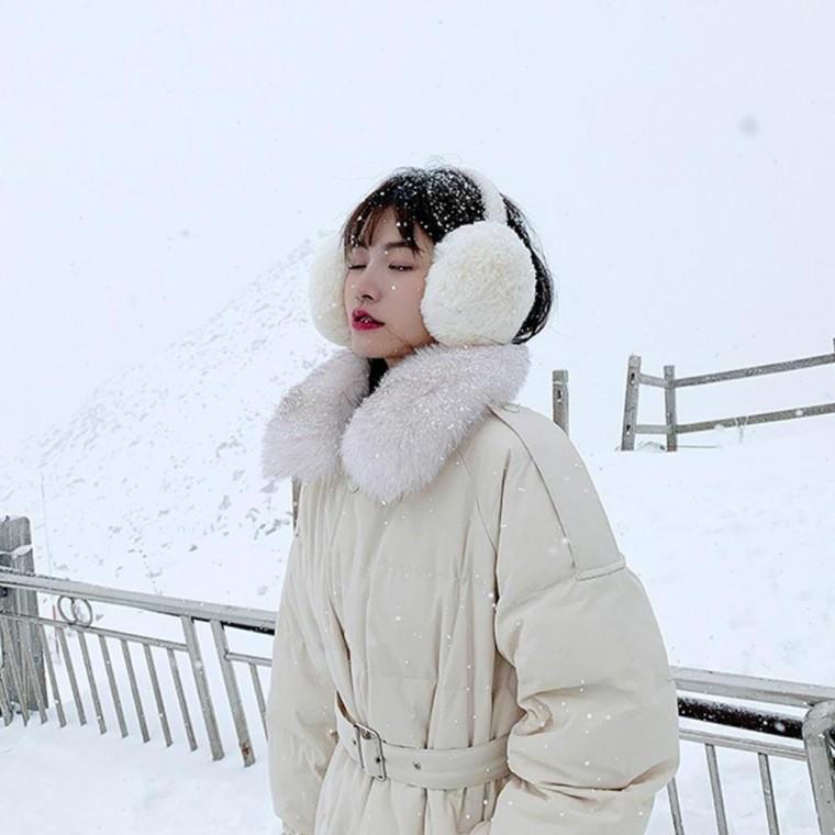 여성 접이식 한파 털 방한 방한 보온 겨울 귀도리 털 퍼