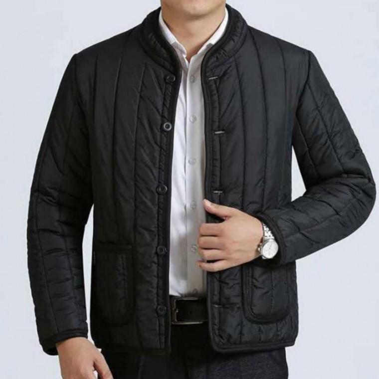 남자 퀼팅 점퍼 자켓 융기모 블랙 아버님 가디건 깔깔이 기모 융털