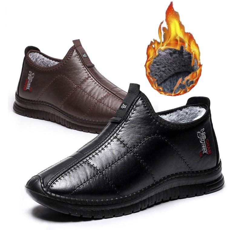 남성편한가죽방한화 남성로퍼 신발 방한화 융털안감
