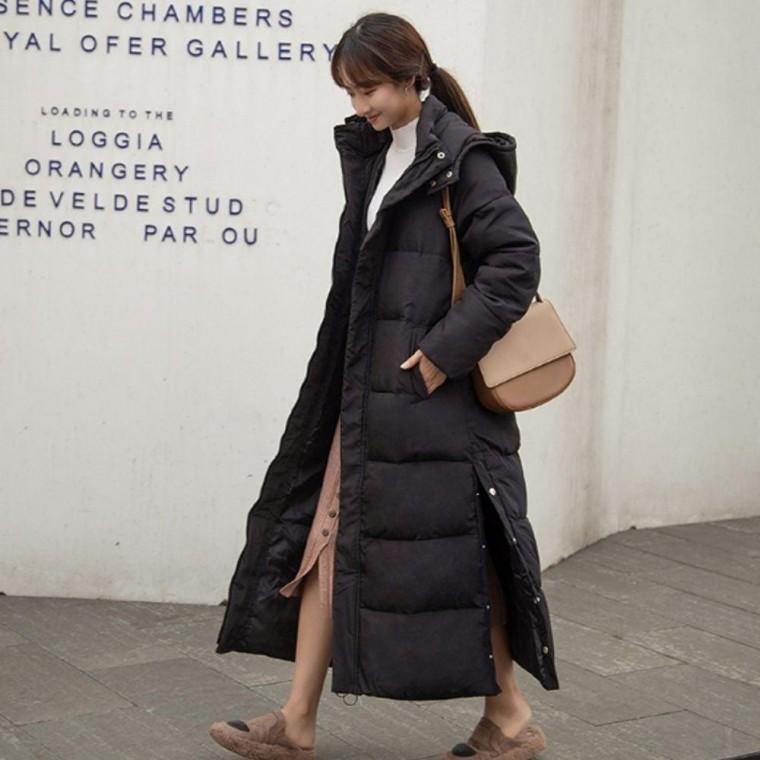 여자 2컬러 겨울 퀼팅 롱 베이직 옆트임 패딩점퍼
