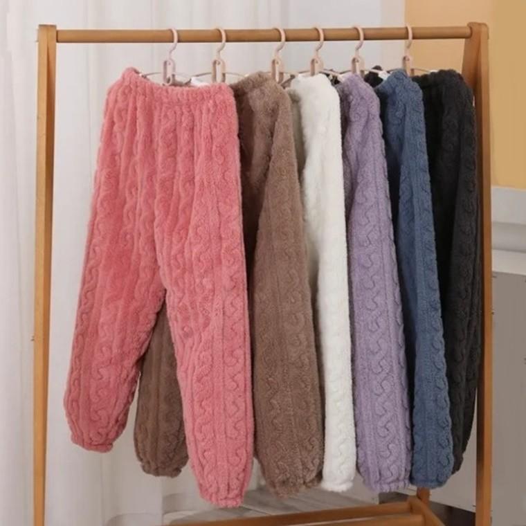 수면 바지 밍크 융털 홈웨어 팬츠 허리 고무 밴딩 통넓은 와이드 편한 넉넉한치수 사이즈