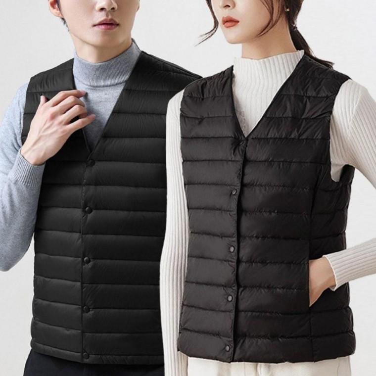 남녀공용 3컬러 겨울 커플 브이넥 포켓 패딩조끼