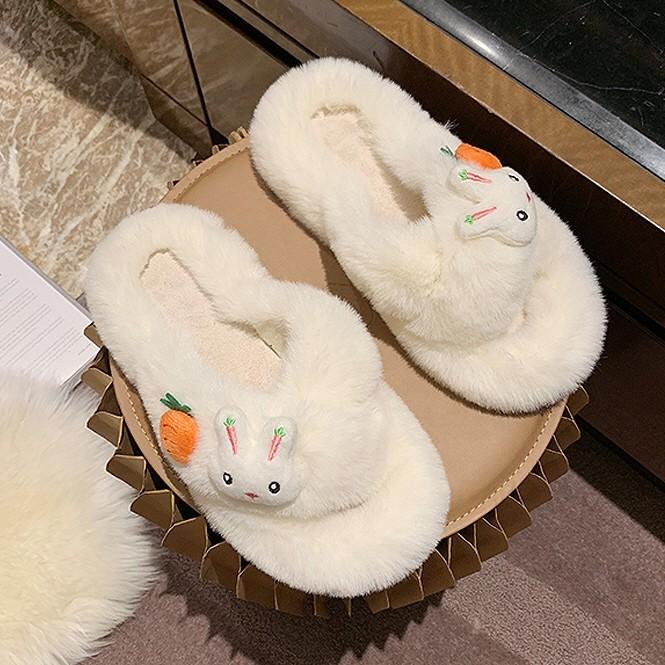 여성 토끼 당근 털슬리퍼 실내화 2size 귀여운 퍼 밍크 털실내화
