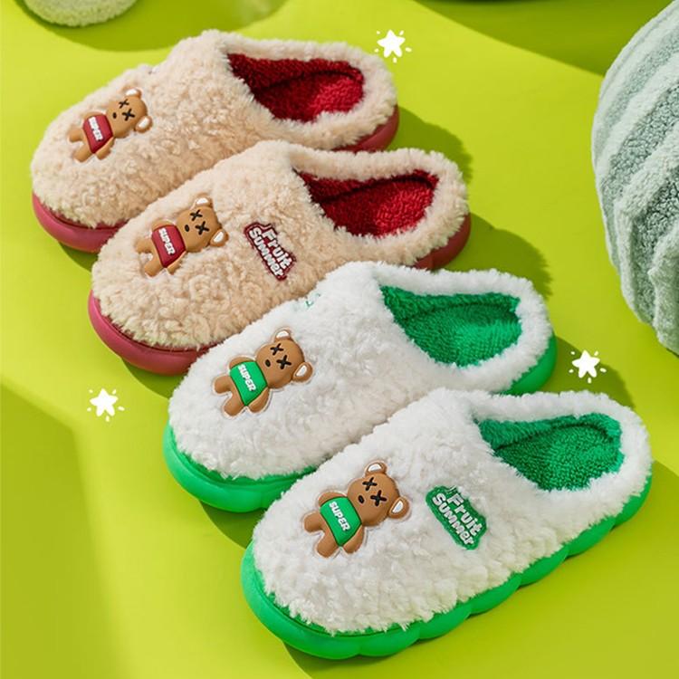 엑스아이곰 뽀글이 털슬리퍼 곰돌이슬리퍼 털실내화 거실화 겨울슬리퍼 층간소음방지 홈 슬리퍼 학생 사무