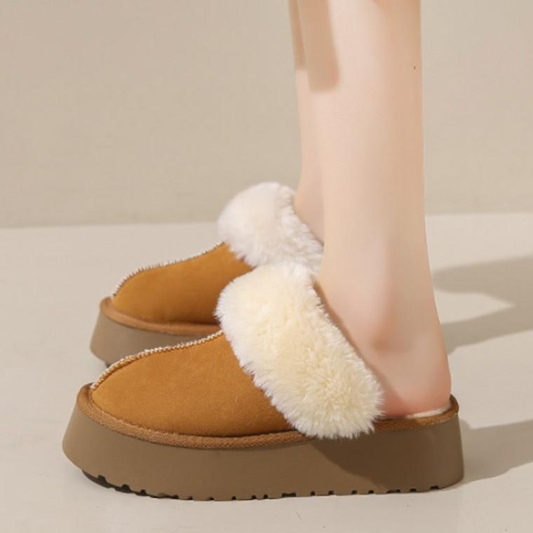230-250 스웨이드 통굽 겨울 털슬리퍼