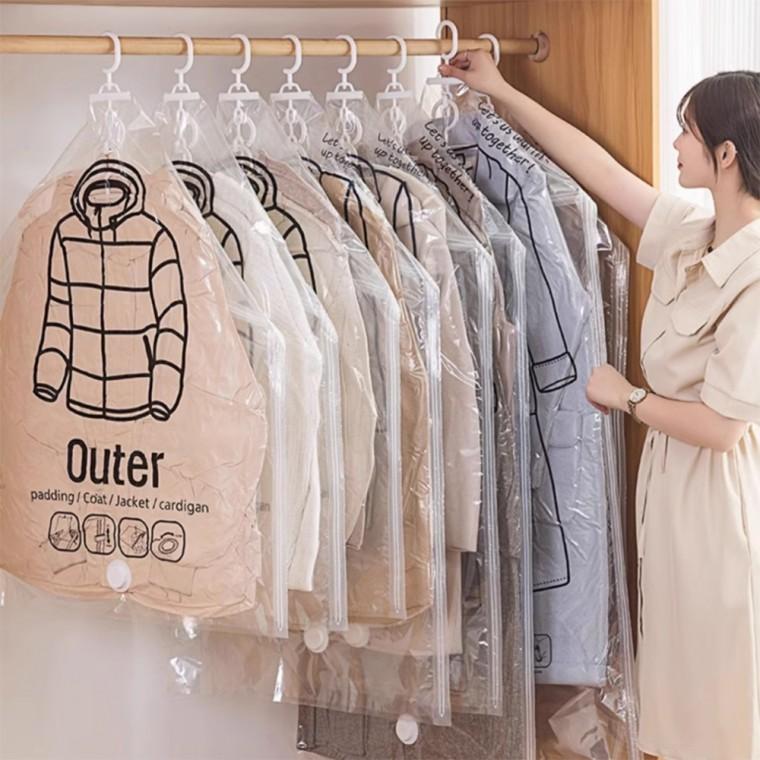 옷걸이 압축팩 의류 롱패딩 이불 진공 앞축팩