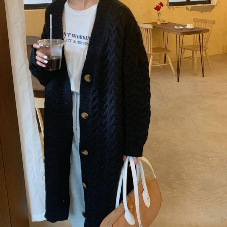 캐주얼 여성 겨울 나들이 코디 롱가디건 자켓 점퍼 야상 바람막이 잠바 청자켓 청잠바