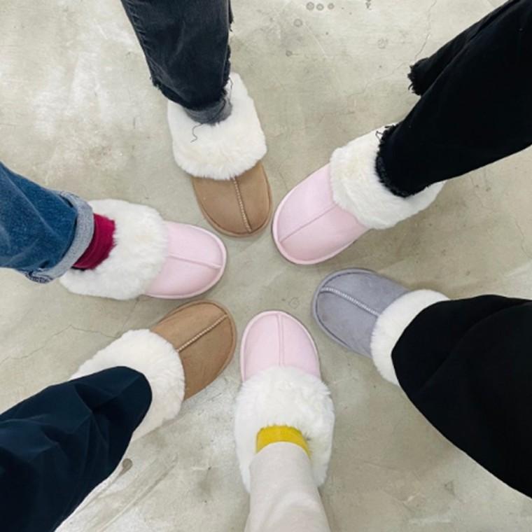 로에드 겨울 여성 방한 털 실내화 사무실 슬리퍼 따뜻한 거실화 신발