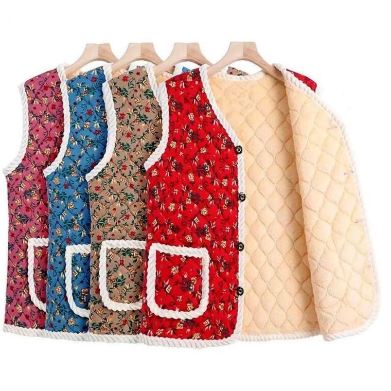 여성 중장년 꽃무늬 패턴 털 안감 할머니 겨울 조끼 여성롱 패딩 숏패딩 남자롱 여자숏