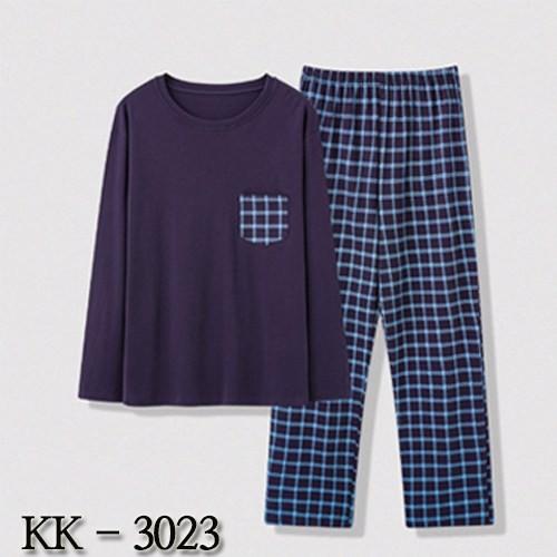 남성편한잠옷 이지웨어 실내복 남성 봄 가을 긴팔 체크 무늬 면잠옷 상하 세트 K181