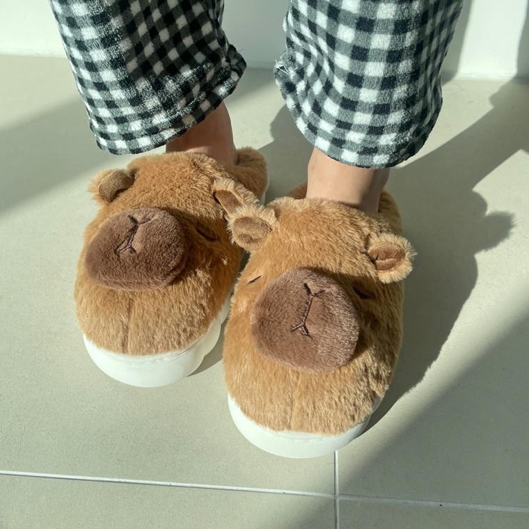 카피바라털실내화 슬리퍼 동물 보온 겨울 사무실 거실