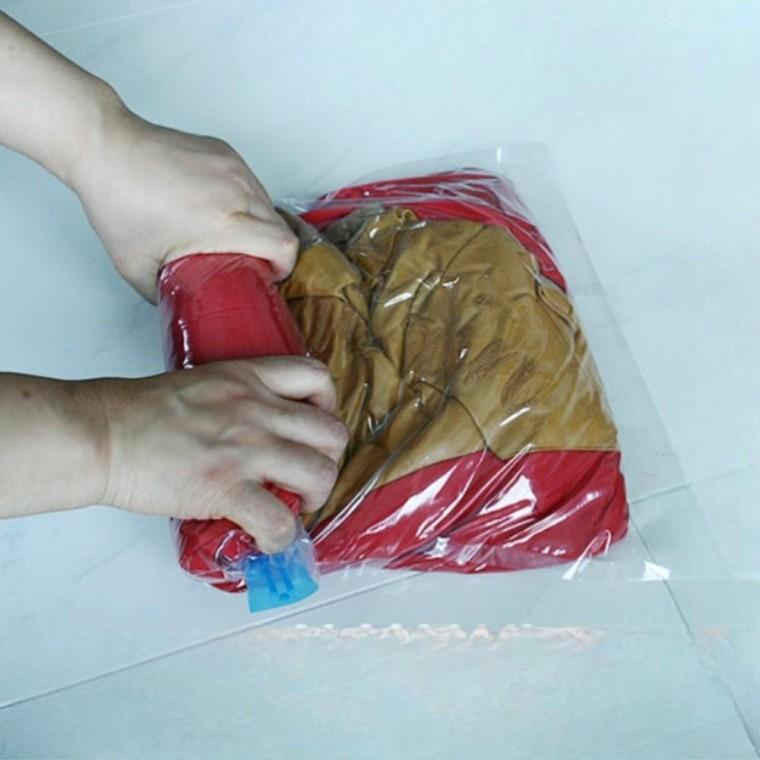 여행용 수동식 압축팩 50x70cm 의류 여행용품 진공압축파우치 캐리어 이너백 짐정리 옷장정리