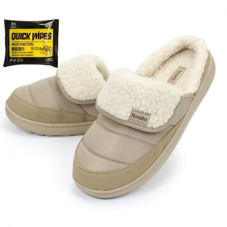 양털 여성 방한 슬리퍼 겨울 패딩 신발 보온 실내화 신발 세정티슈 세트