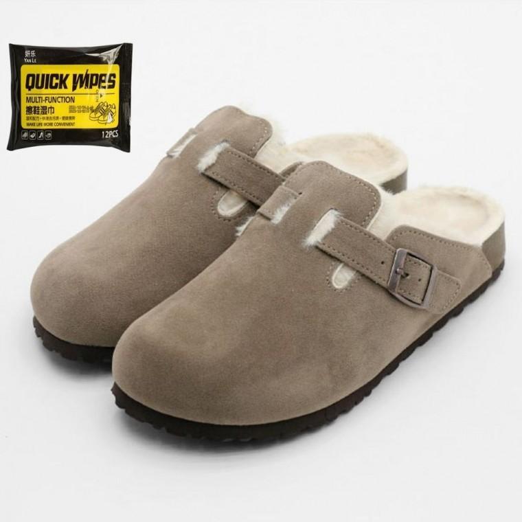 세무 털슬리퍼 남여 털실내화 겨울 방한 슬리퍼 3색 신발 세정티슈 세트