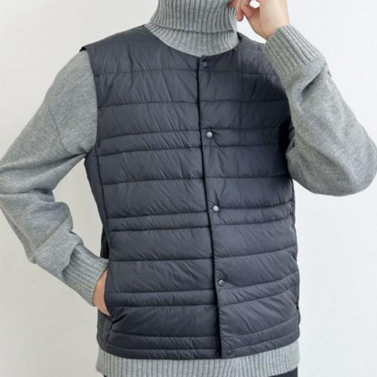 남자 경량 패딩조끼 투웨이 넥라인