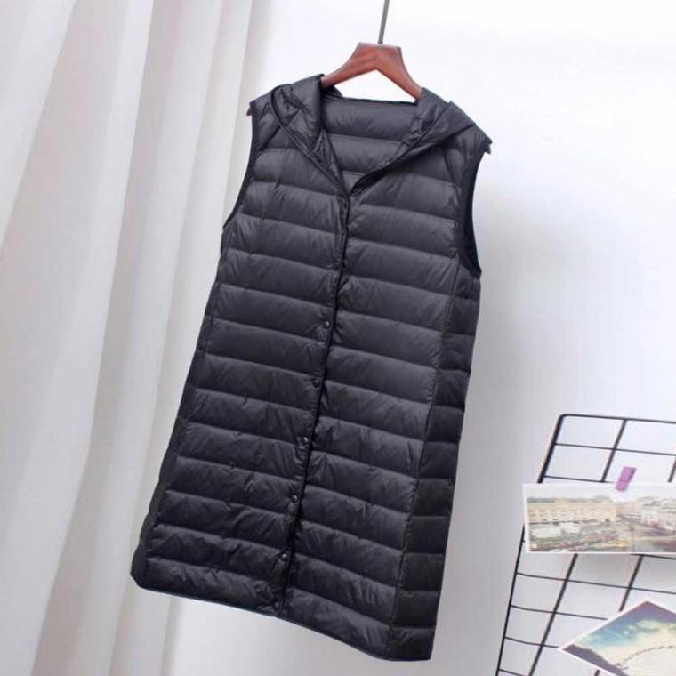 롱패딩 중년 여성 조끼 캐주얼 외출 여행 스타일 후드 겨울 단체복 빅사이즈 여성빅