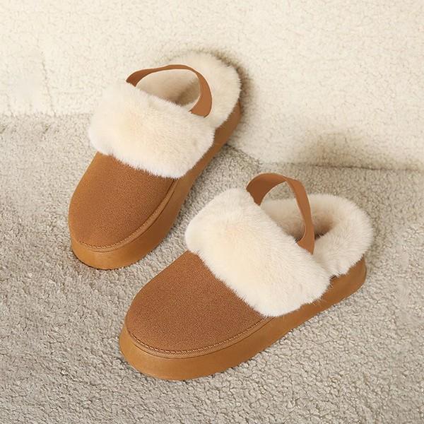 여성 2컬러 키높이 뒷밴딩 퍼 털 뮬 슬리퍼 ZG-UGK66