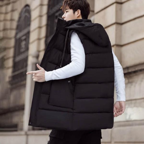 캐주얼함과 모던함을 동시에 느낄수 있는 베이직 남성 고급스러운 패션 남성 롱패딩조끼