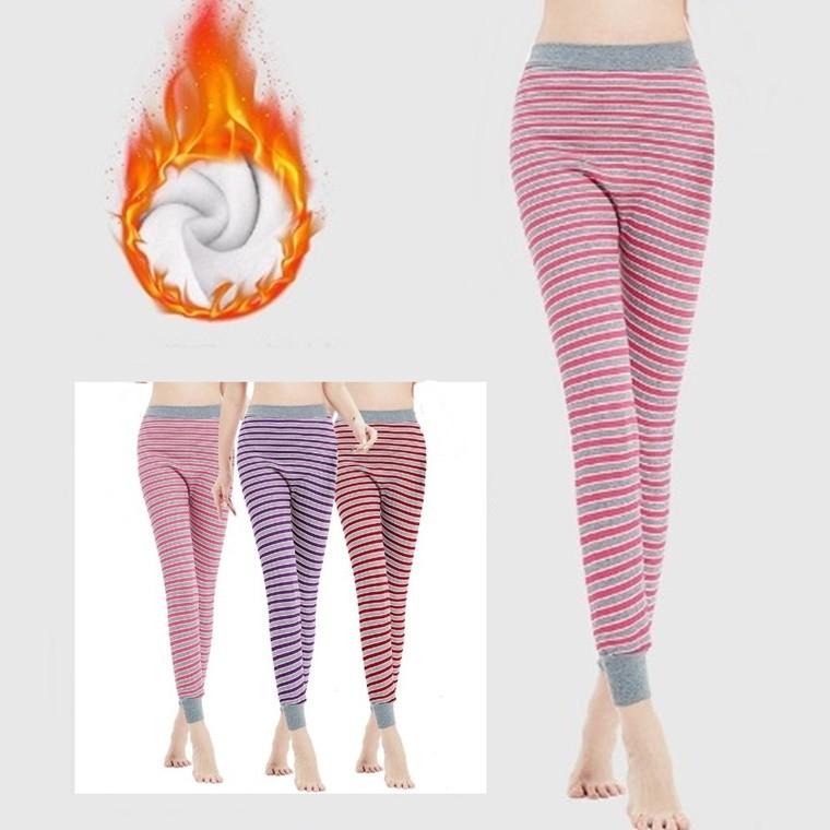 겨울 여성 도톰한 기모 줄무늬 내복 바지 가벼운 따뜻한 방한 보온 편안한 스판 신축성