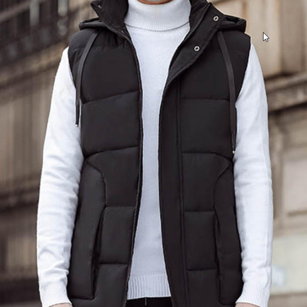 경량 보온 베스트 심플한 올블랙 디자인으로 어떤 스타일에도 매치하기 좋은 남자 롱 패딩 조끼