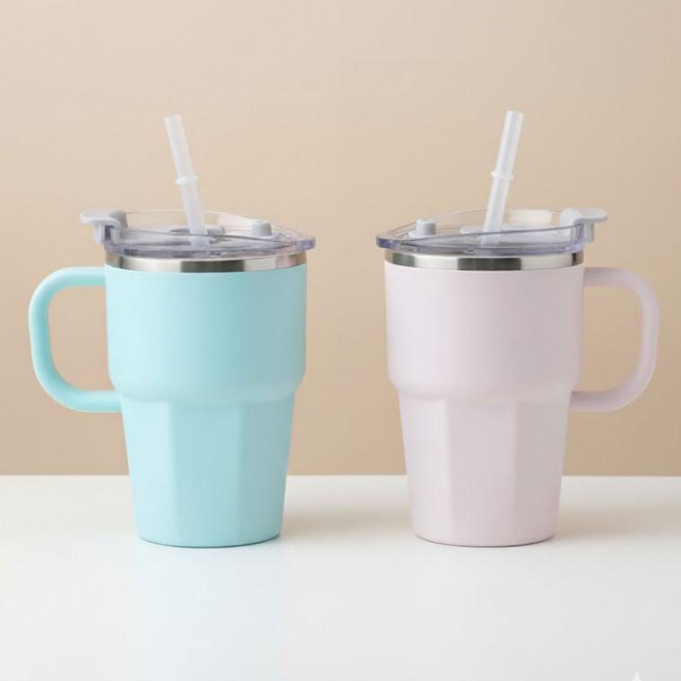 304스텐 휴대용 600ml 대용량 빨대 텀블러 캠핑용품 아웃도어 맥주잔 보냉 보온 가능