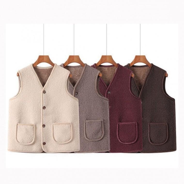 [싸더라] 빅사이즈 겨울 뽀글이 양털 조끼 여성 수면 방한 포켓 베스트 따뜻한조끼 엄마조끼