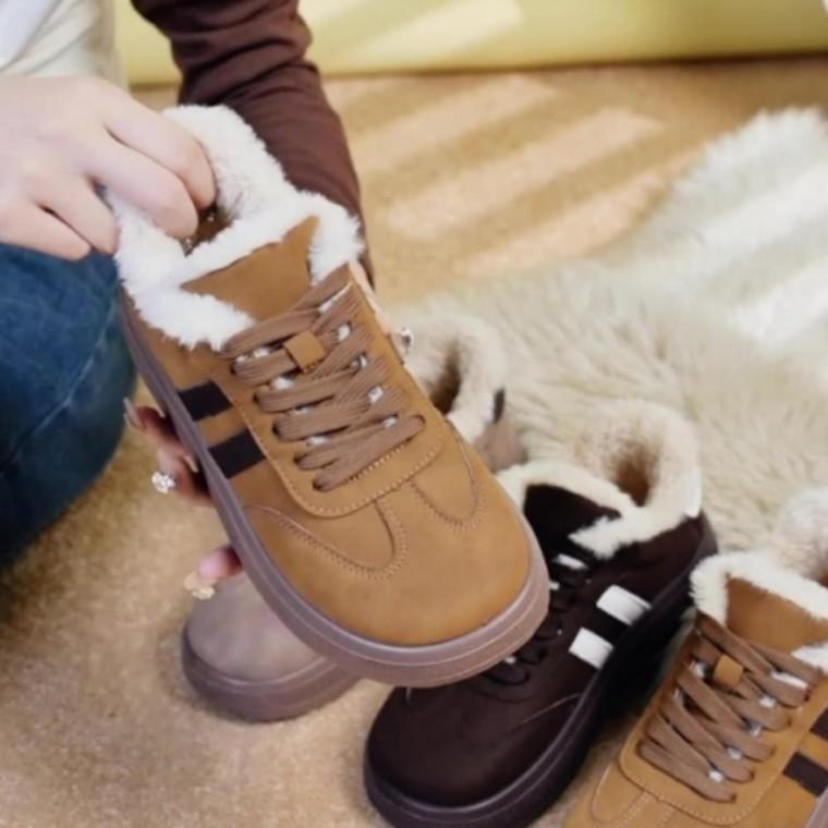여성 겨울 보온 운동화 털 퍼 안감 방한 스니커즈