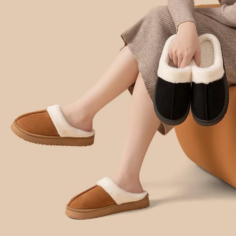 겨울 방한 털 슬리퍼 여자 통굽 실내화 3cm DD-13331