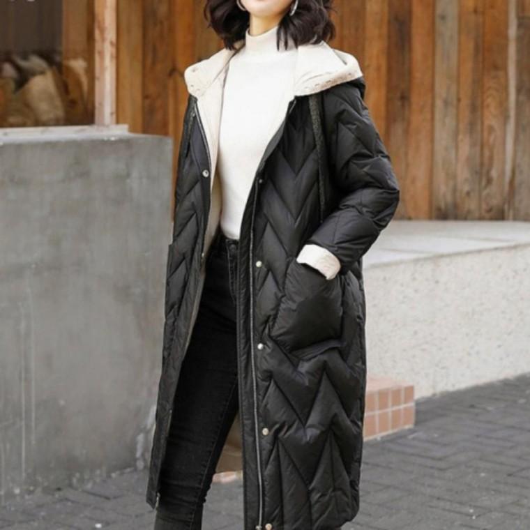 여성 겨울 화이트 오리털 롱패딩 경량 패딩 코트 점퍼