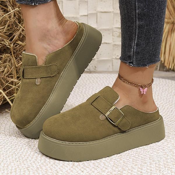 여성 2컬러 슬림 버클 플랫폼 뮬 슬리퍼 LK-BLT11
