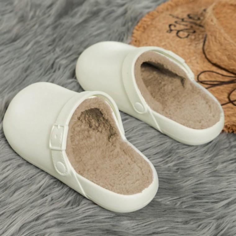 여성 퍼안감 컴포트 PVC 스트랩 슬리퍼 사무실 거실화 털슬리퍼