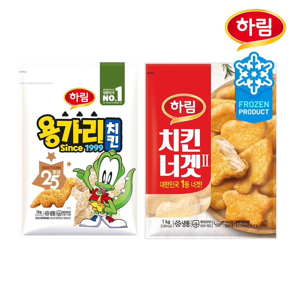 [하림] 용가리치킨 1kg 1개 + 치킨너겟 1kg 1개