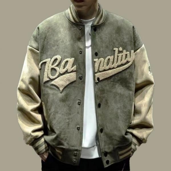 오버핏 스웨이드 야구점버 바시티 자켓 아우터