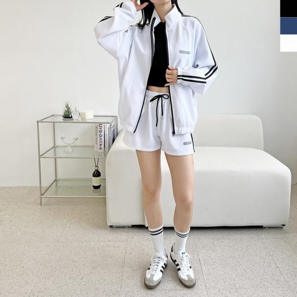 ACC SF1029W-SS1011W 여자 투라인 트랙 집업 트레이닝 자켓 3부 반바지 숏팬츠 세트