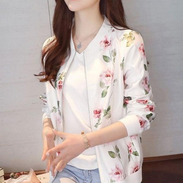 은창)화이트 로즈 브라이트 지퍼 잠바 바람막이 자켓