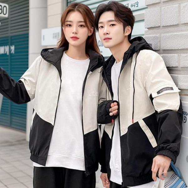 남여공용 커플 바람막이 투톤 바시티 자켓