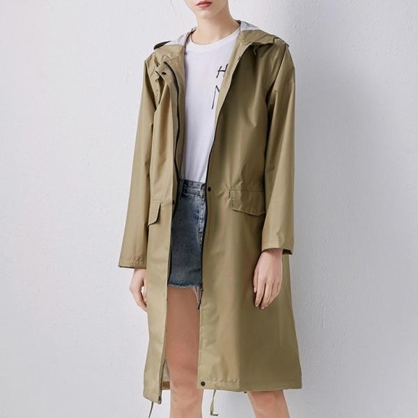 [싸더라] 패션 레인코트 여성용 롱 바람막이 우의 자켓형 방수 코트 골프장 착용