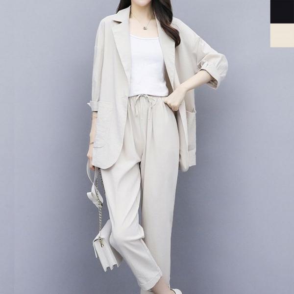 여자여름정장세트 1P 롤업 자켓 밴딩팬츠 세미정장
