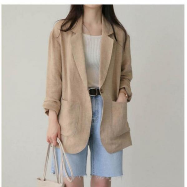 포켓 여성 포인트 진베이지 데이트룩 자켓 넨자켓 봄가을자켓