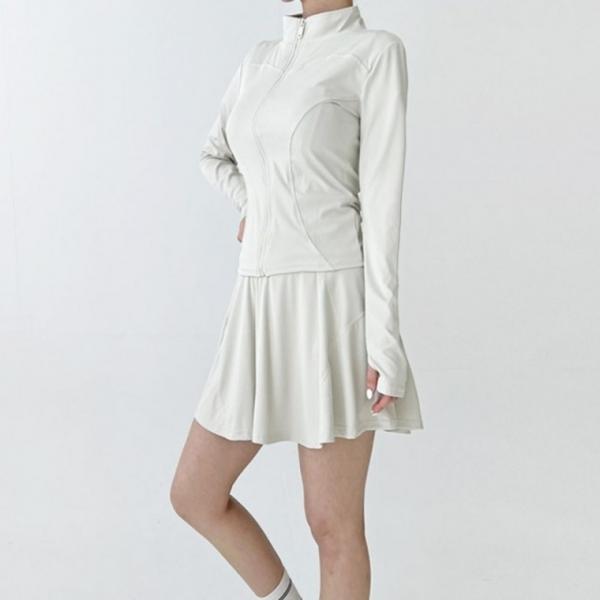 슬림핏 여자 운동복 요가 헬스 집업 자켓 스커트 세트