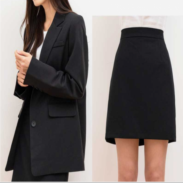 여성자켓+스커트세트 투버튼 오버핏 자켓 스커트 출퇴근룩 하객룩 세트 정장 사무실 여성마이
